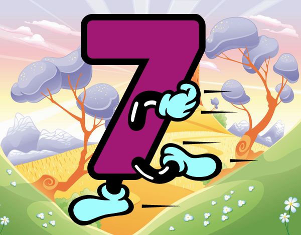 Desenho de Número 7 pintado e colorido por Usuário não registrado