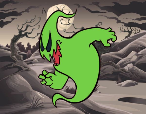 Desenho de Um fantasma assustador pintado e colorido por Usuário