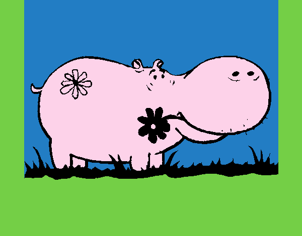 zica o hipopótamo com flores