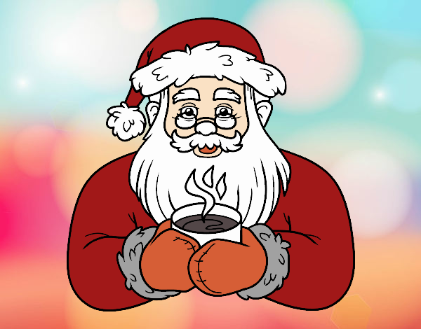 Papai Noel com xícara de café