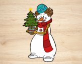 Boneco de neve com árvore de Natal