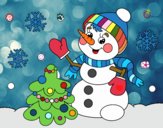 Boneco de neve do cartão de Natal