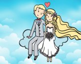 Newlyweds em uma nuvem