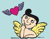 Cupido e coração com asas