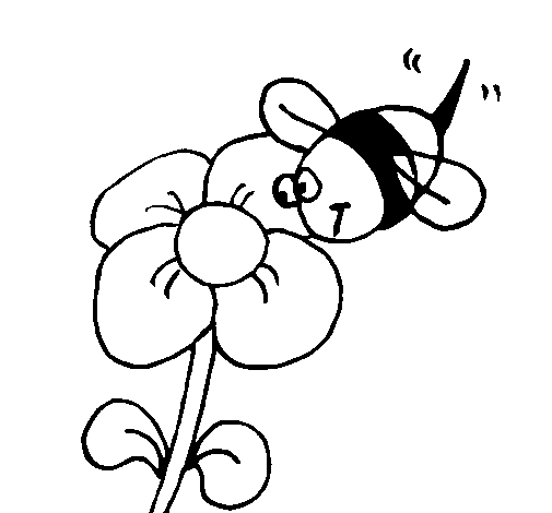 Desenho de Abelha e flor para Colorir