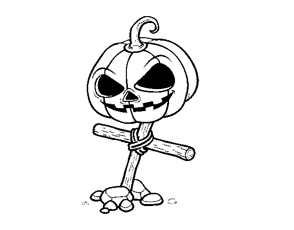 Desenho de Abóbora de Halloween na Cruz para Colorir