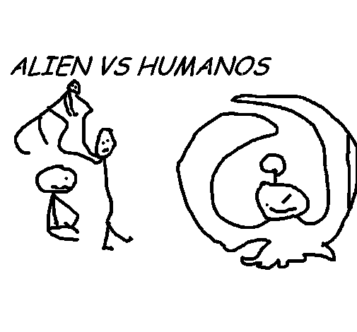 Desenho de Alien VS humano para Colorir