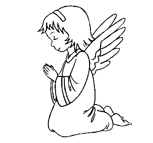 Desenho de Anjo a orar para Colorir
