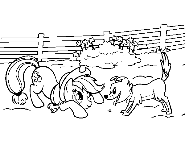 Desenho de Applejack i Winona para Colorir