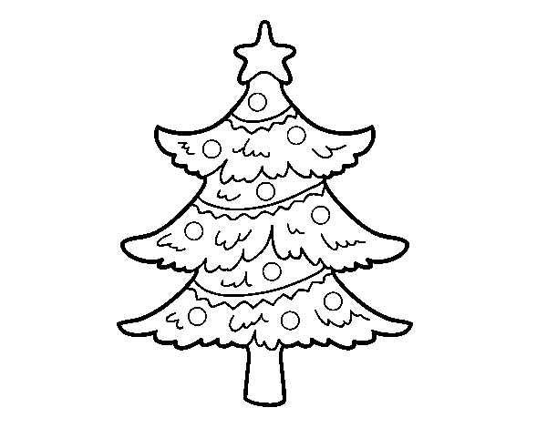 Desenho de Árvore de Natal decorada para Colorir