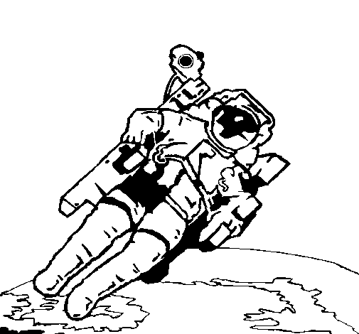 Desenho de Astronauta no espaço para Colorir