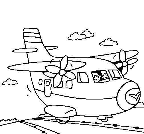 Desenho de Avião a descolar para Colorir