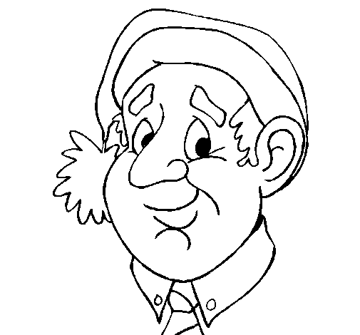 Desenho de Avô com gorro natalício para Colorir