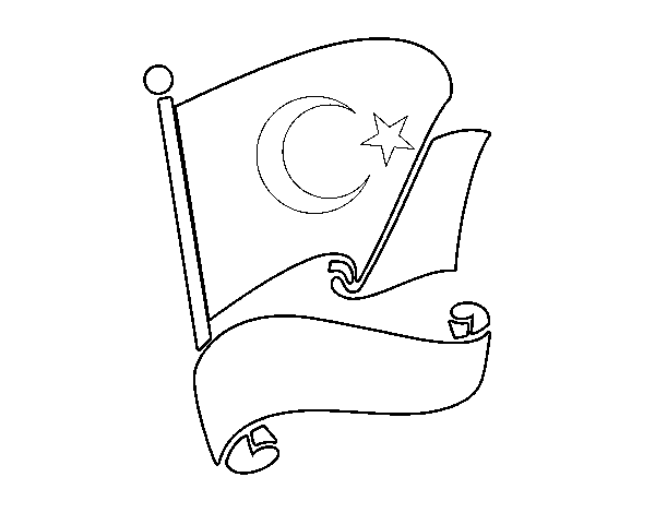 Desenho de Bandeira da Turquia para Colorir