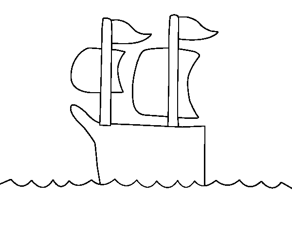 Desenho de Barco no alto-mar para Colorir