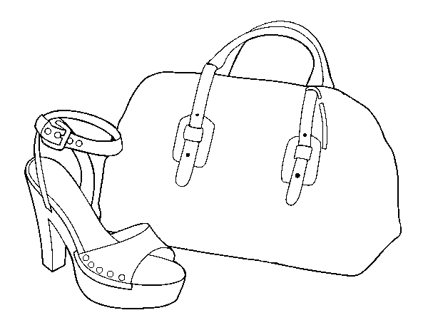 Desenho de Bolsa e sapato para Colorir