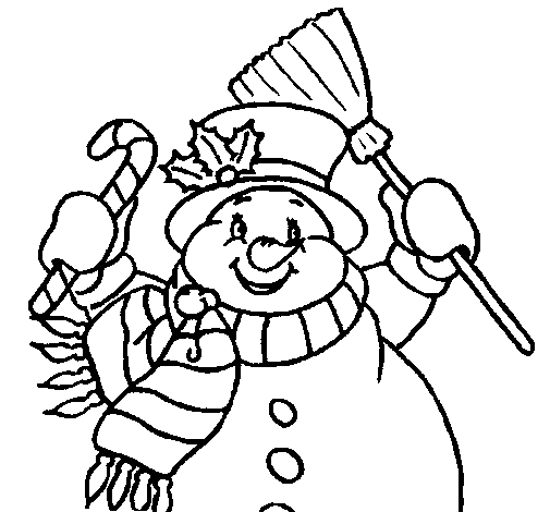 Desenho de Boneco de neve com cachecol para Colorir