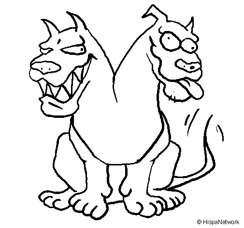Desenho de Cão de duacabeças para Colorir