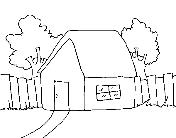 Desenho de Casa com cerca para Colorir