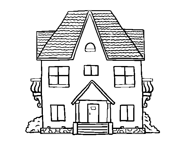 Desenho de Casa com varandas para Colorir