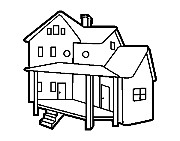 Desenho de Casa con alpendre para Colorir