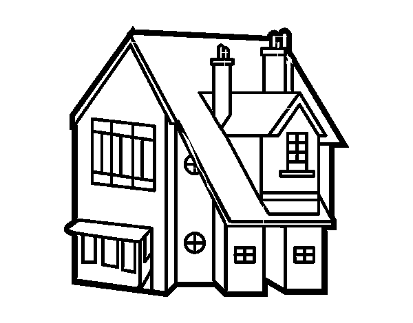 Desenho de Casa unifamiliar para Colorir