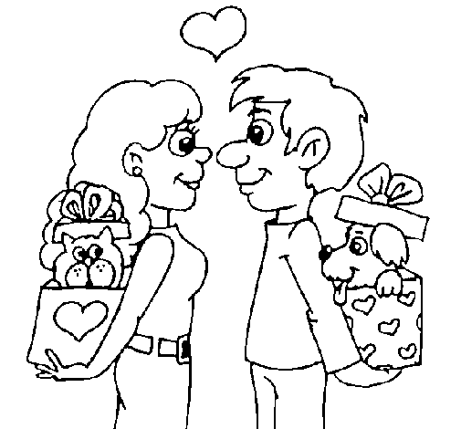 Desenho de Casal de apaixonados para Colorir