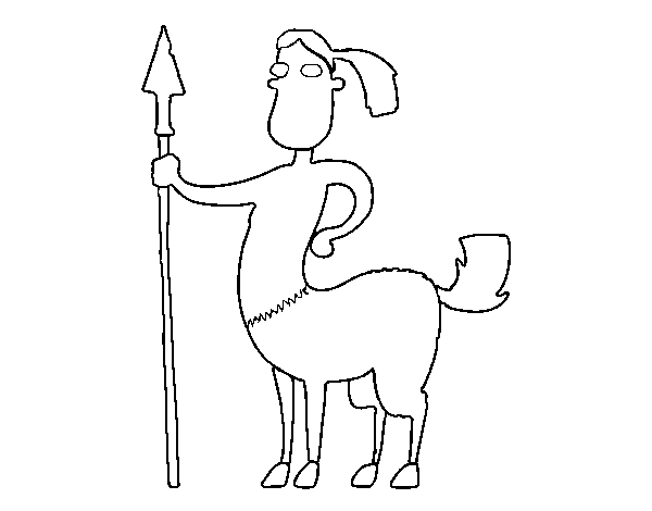 Desenho de Centauro com lança para Colorir