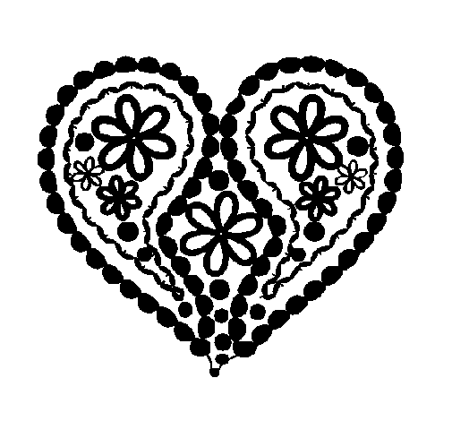 Desenho de Coração de flores para Colorir