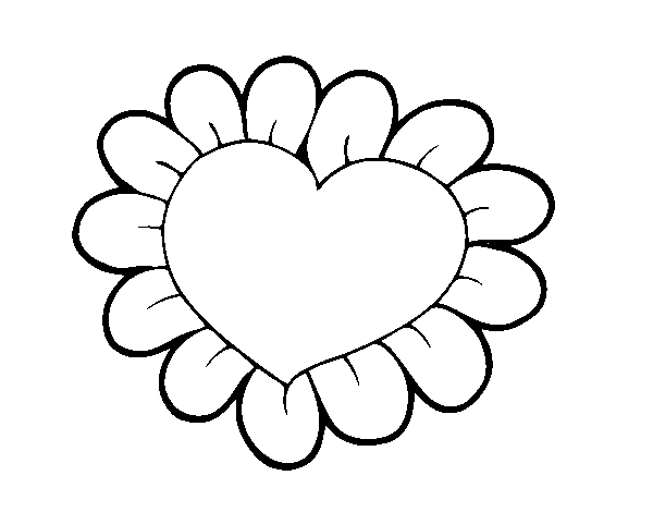 Desenho de Coração flor para Colorir