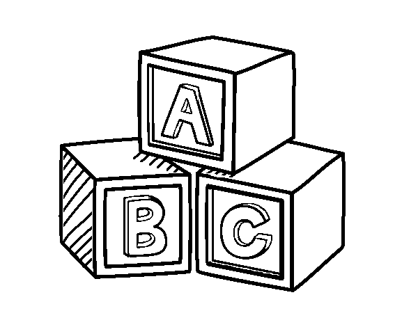 Desenho de Cubos educacionais ABC para Colorir