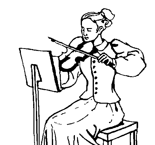 Desenho de Dama violinista para Colorir