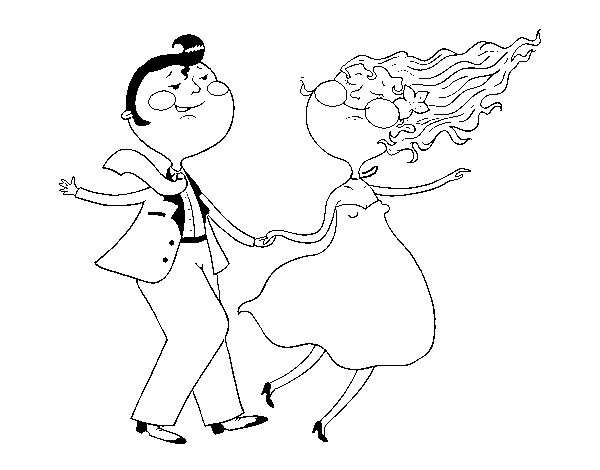 Desenho de Dançarinos do swing para Colorir