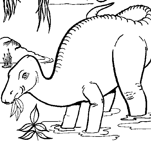 Desenho de Dinossauro a comer para Colorir