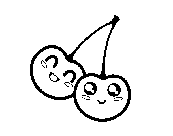 Desenho de Dois cerejas para Colorir
