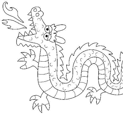 Desenho de Dragão a cuspir fogo II para Colorir