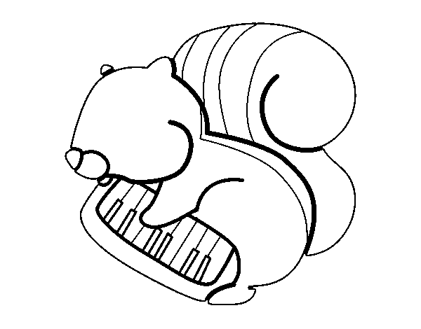 Desenho de Esquilo pianista para Colorir