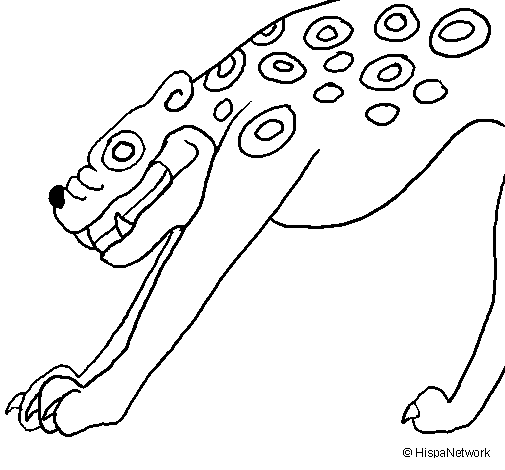 Desenho de Estátua Jaguar para Colorir