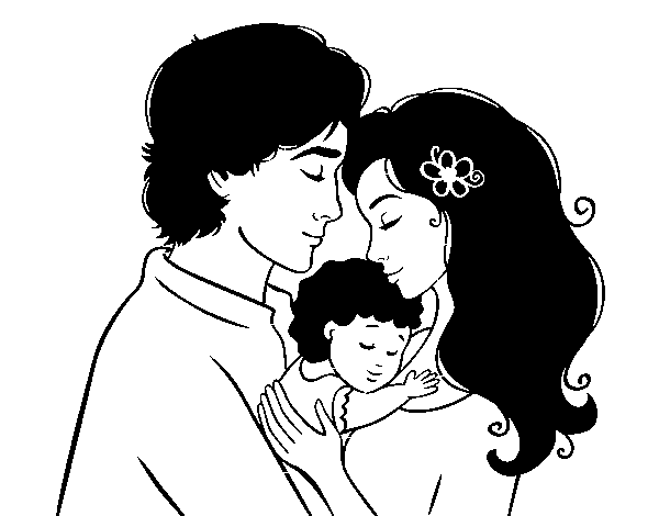 Desenho de Família abraço para Colorir