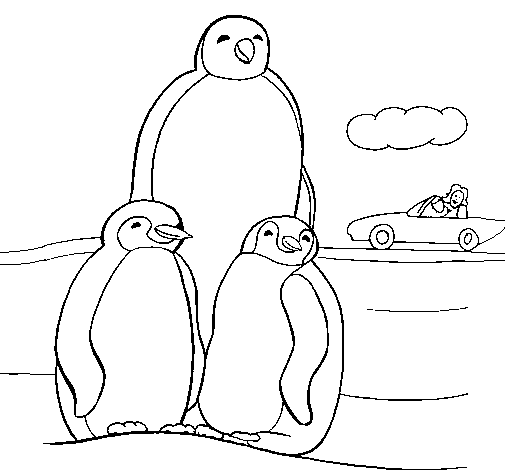 Desenho de Familia pinguins para Colorir