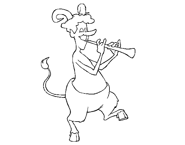Desenho de Fauno tocando a flauta para Colorir