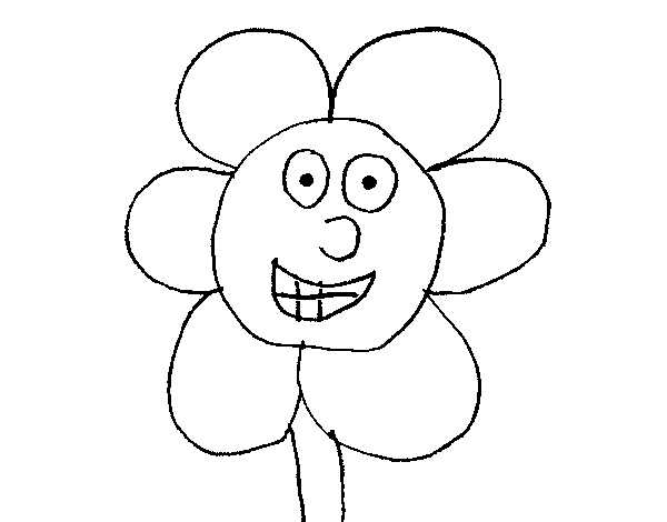 Desenho de Flor sorridente para Colorir