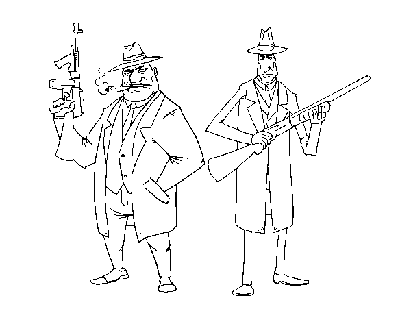 Desenho de Gangsters para Colorir