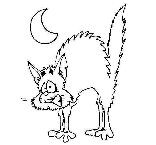 Desenho de Gato assustado  para Colorir