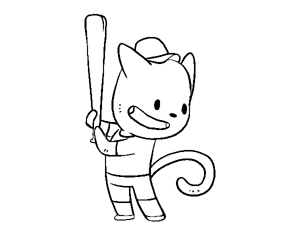 Desenho de Gato rebatedor para Colorir