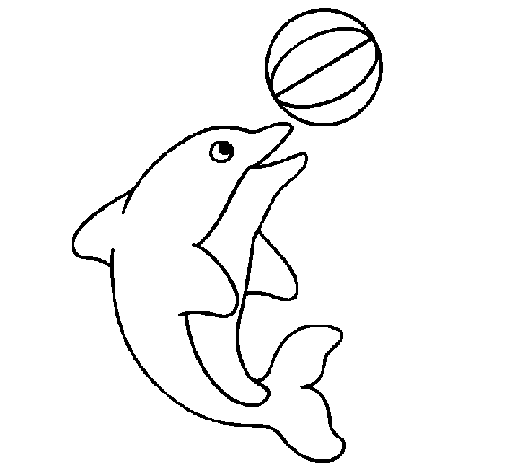 Desenho de Golfinho a jogar com uma bola para Colorir