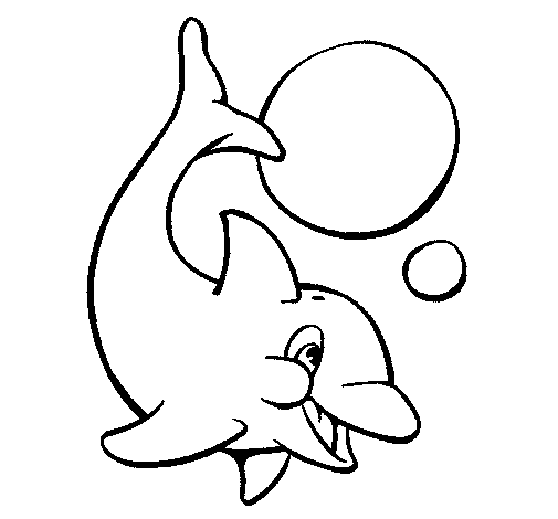 Desenho de Golfinho brincando com uma bola para Colorir