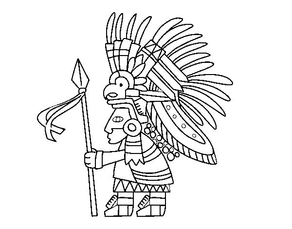 Desenho de Guerreiro asteca para Colorir