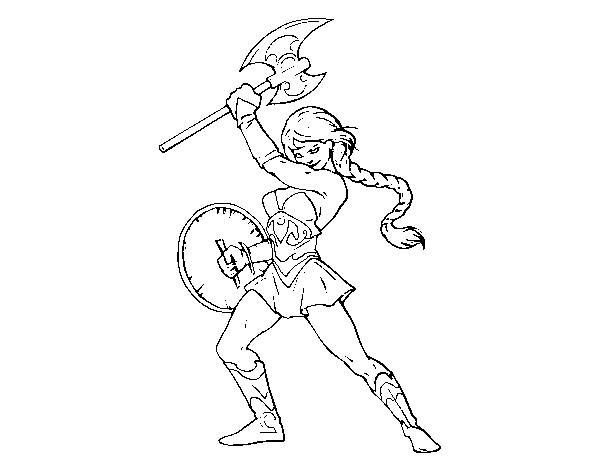 Desenho de Heroína viking para Colorir