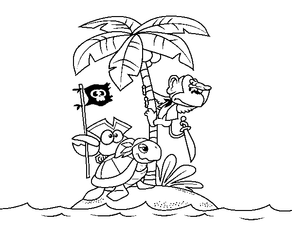 Desenho de Ilha pirata para Colorir
